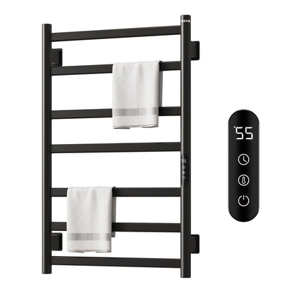 US Local SIOYIE Towel Warmer Bathroom Wall Mounted 6 Bars Electric Towel Drying, 150 W 500 800 MM Heated Towel Rack With Intelligent Touch Screen Timer And Temperature Control Black Right