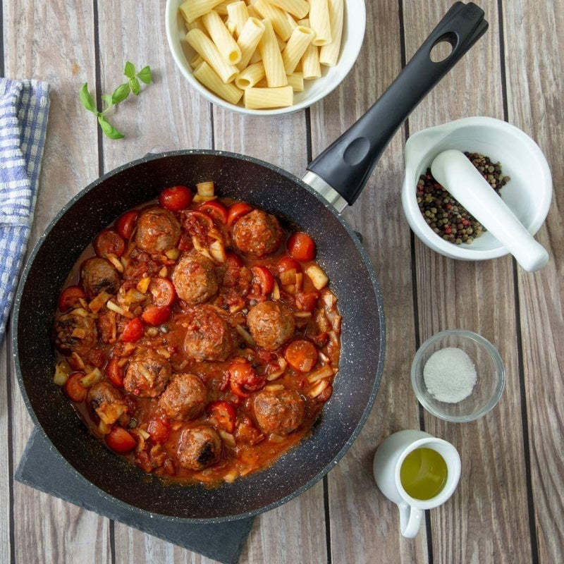 UK Local Non Stick Black Frying Pan Ceramic PTFE Coated For Gas Electric Induction