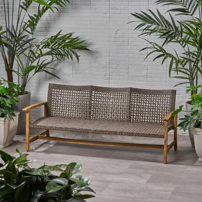 US Local HAMPTON WOOD   WICKER 3 SEATER