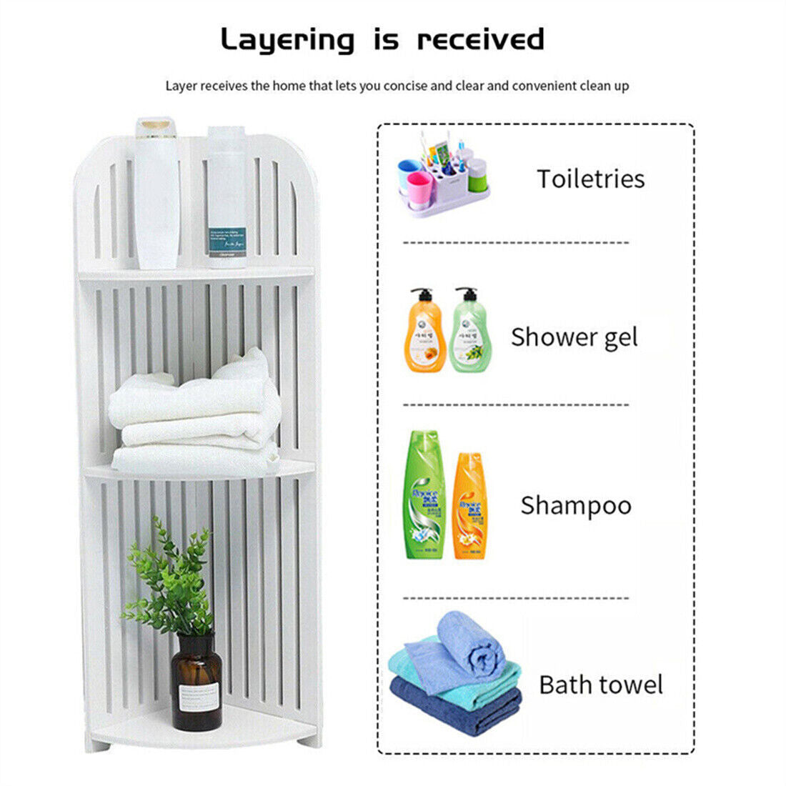 UK Local 3 Tier Corner Bath Shelf Shower Caddy Storage Rack Unit Organiser Stand White UK