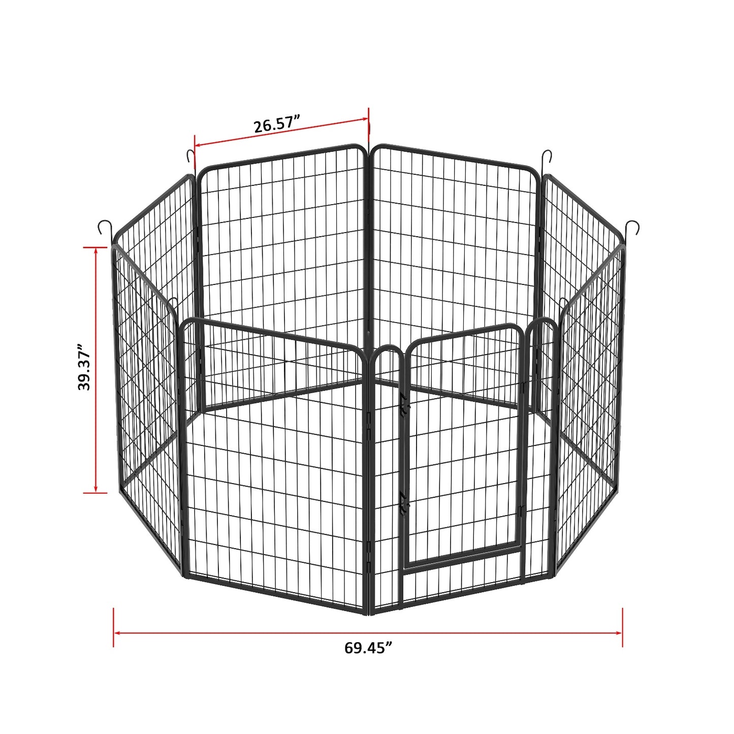 8 Panels Heavy Duty Metal Playpen With Door,39.37 H Dog Fence Pet Exercise Pen For Outdoor, Indoor