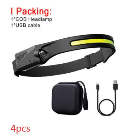 USA Local COB LED Induction Riding Headlamp Flashlight USB Rechargeable Waterproof Camping Headlight With All Perspectives Hunting Light