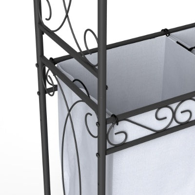 US Local Multi Functional Laundry Hamper Organizer With Hanging Rail And Storage Shelf Rolling Laundry Cart With Wheels, Heavy Duty Metal Frame For Bathroom, Laundry Room, Or Bedroom Organization