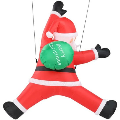 4.9 FT Lighted Christmas Inflatable Decoration, Inflatable Hanging Santa Claus With Gift Bag, Funny Blow Up Yard Decorations With Built-in LED Lights For Holiday Party Front Yard Lawn Garden Decor