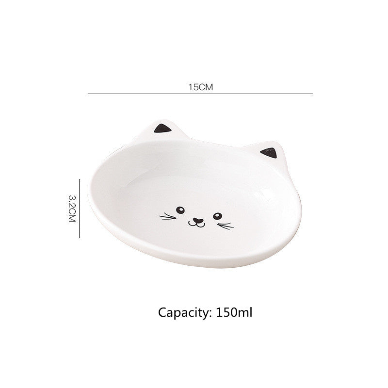 USA Local Ceramic Small Cat Face Shape Pet Food Bowl Cat Bowl Dog Bowl Universal And Easy To Clean
