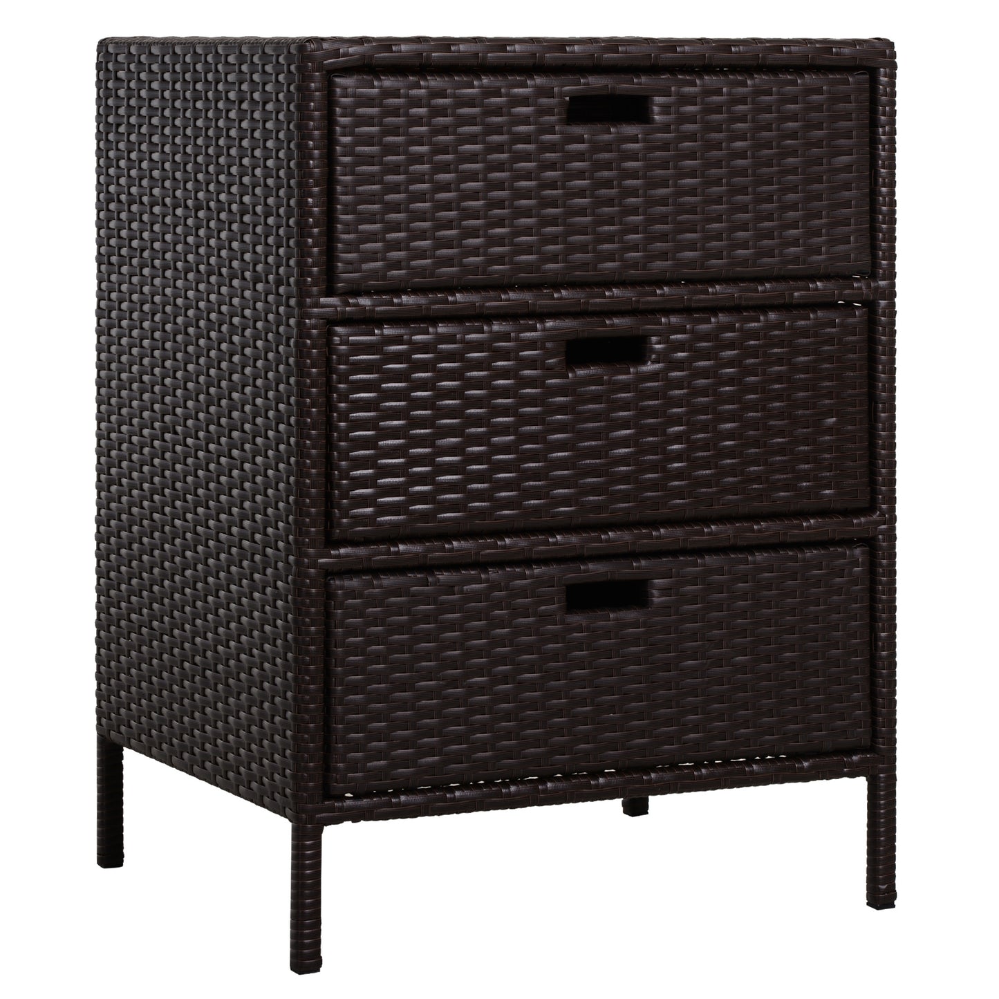 US Local 32 Poolside Rattan Wicker Patio Organizer Storage Cabinet With 3 Large Drawers Weather Fighting Materials