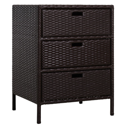 US Local 32 Poolside Rattan Wicker Patio Organizer Storage Cabinet With 3 Large Drawers Weather Fighting Materials