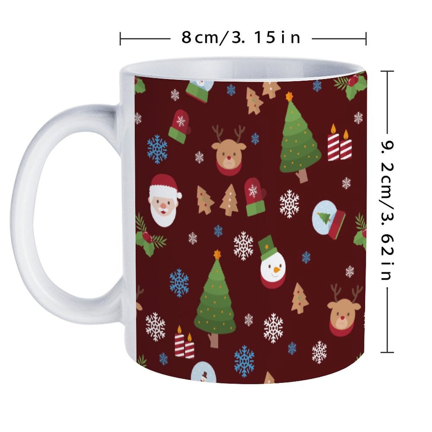 POD US Local White mug with full print, Christmas Tree Santa Claus 0055