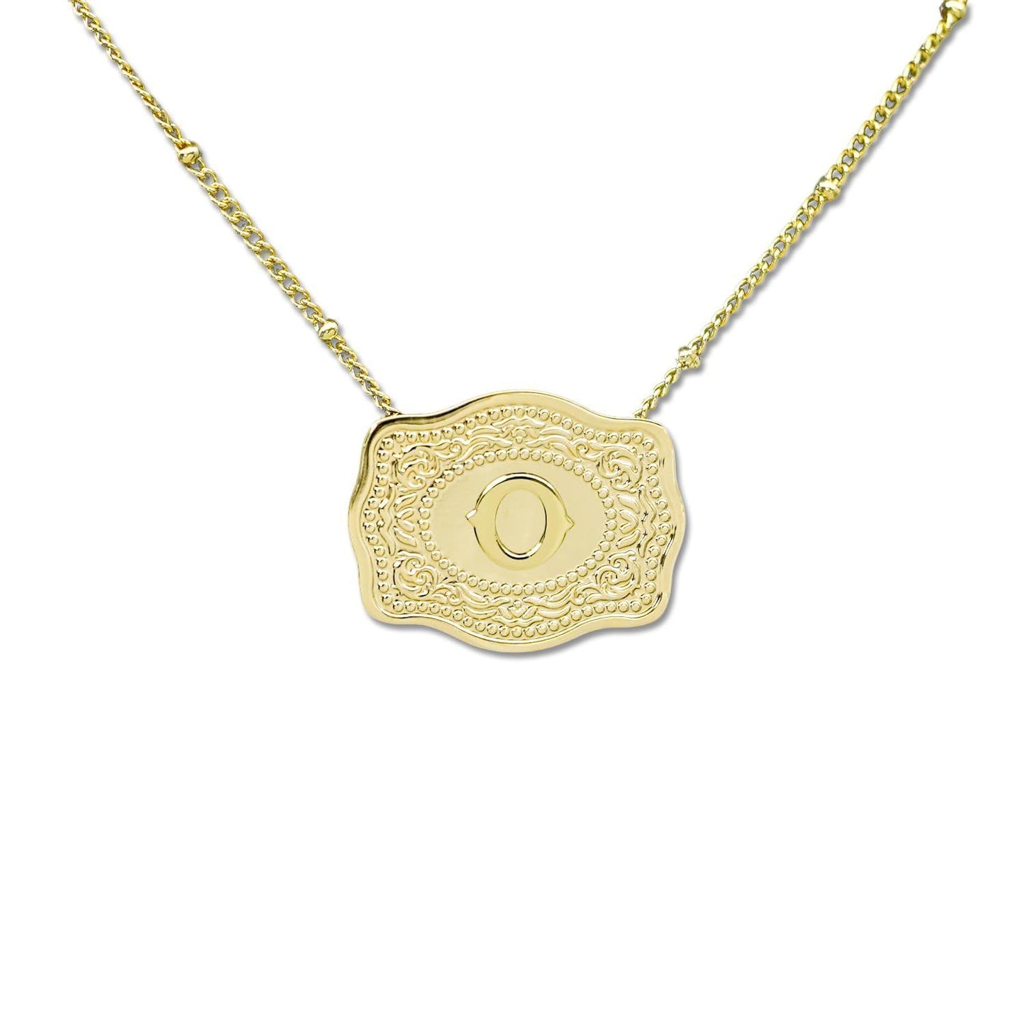 Gold-plated Embossed Slim Chain Adjustable Necklace