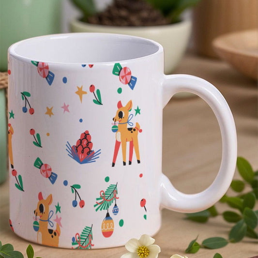 POD US Local White mug with full print, Christmas Deer 0014