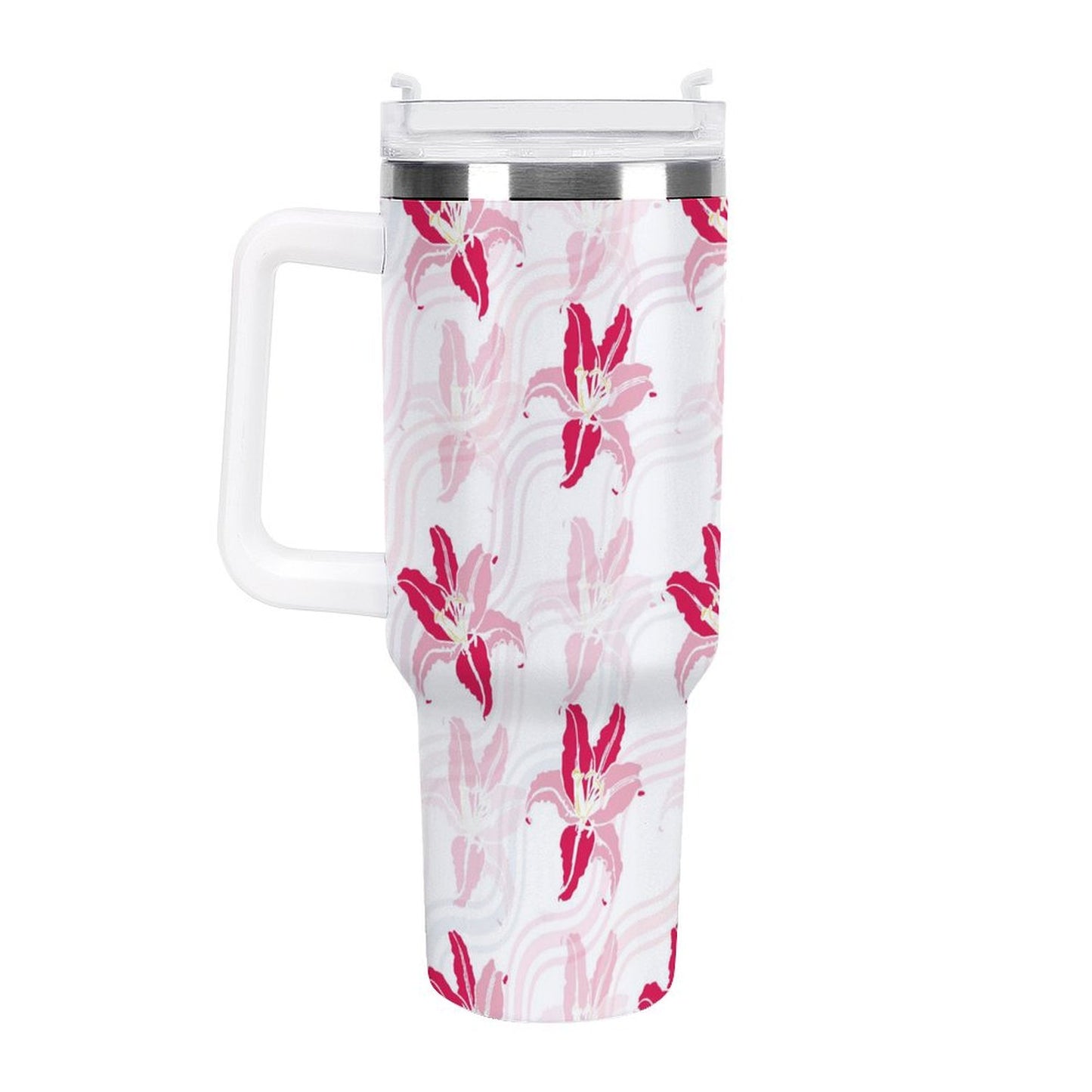 PHDT00366 POD US Local Tumbler 40 oz Large Capacity Car Cup Flower, Contrast, Pink