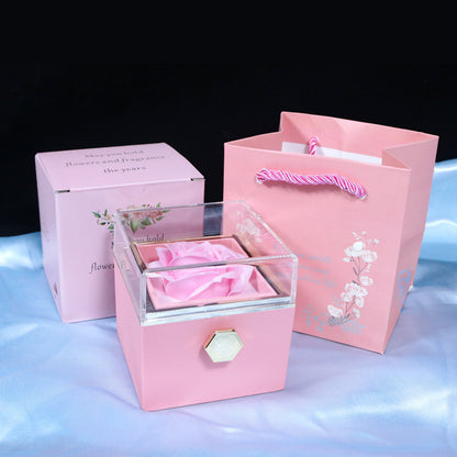 US Local Rotating Soap Flower Rose Gift Box Creative Rotating Rose Jewelry Packaging Box Valentine's Day Gift For Women