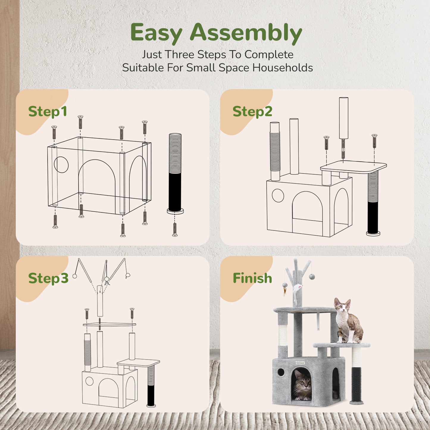 US Local 44 Inch Cat Climbing Frame Light Gray