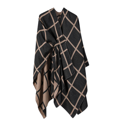 US Local Women's Fashion Gingham Check Warm Scarf