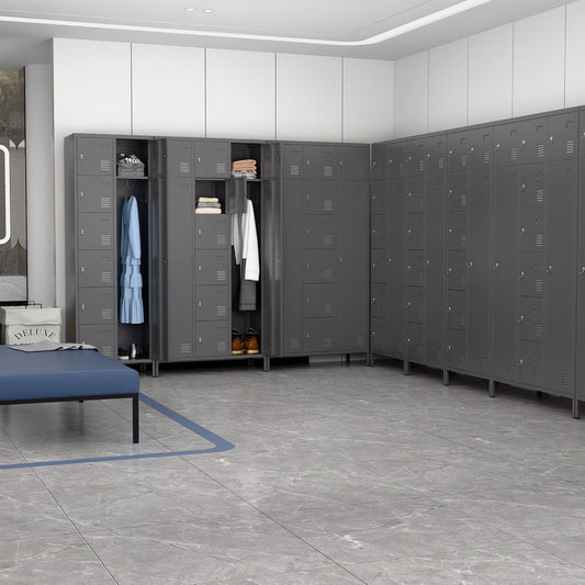 US Local Metal Lockers For Employees With 10 Doors, H Steel Lockable Storage Lockers With 6 Hooks And 10 Card Holder For Office, Home, Gym, School, Employees, Dark Grey
