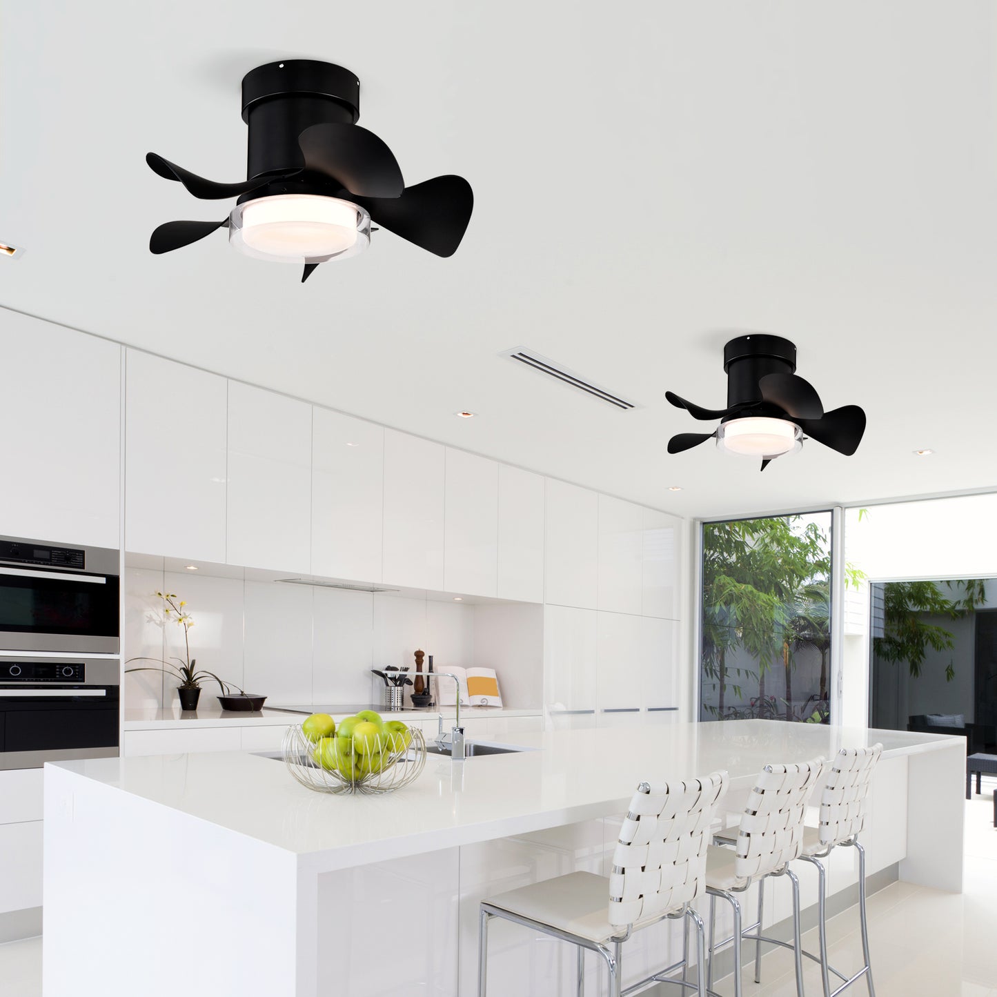 US Local 21'' Low Noise Matte Black Abs Blade Remote Ceiling Fan With Led Light For Kitchen Bedroom Dining Room Toilet Patio Matt Black