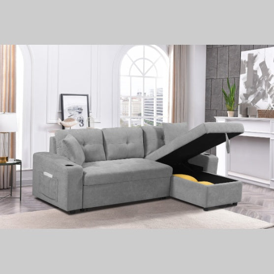 US Local Convertible Sectional Sofa With Armrest Storage