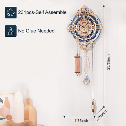 US Local Robotime ROKR 3D Wooden Puzzle Time Art Romantic Notes Wall Clock Model Toys For Children Kids - LC701