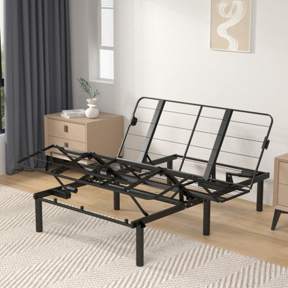 US Local Zero Clearance Adjustable Bed Base Frame Head And Foot Incline Quiet Motor Queen Size Zero Gravity, Dual USB A C Ports