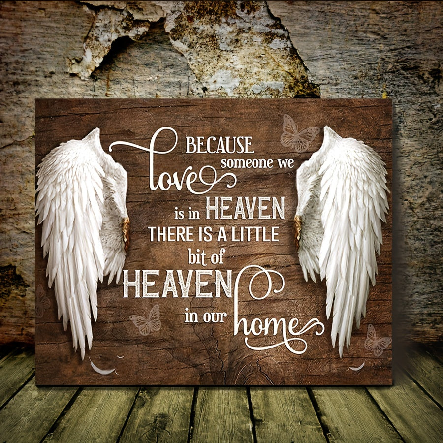 US Local 1 Wooden Frame Canvas Painting, Commemorative Wall Art Canvas Heavenly Angel Wings At Home, Framed Wall Art Print, Suitable For Living Room And Bedroom, Home Decoration, Holiday Gift For Her Or Him