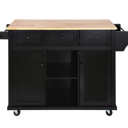 US Local Kitchen Trolley With Rubberwood Folding Leaf Countertops