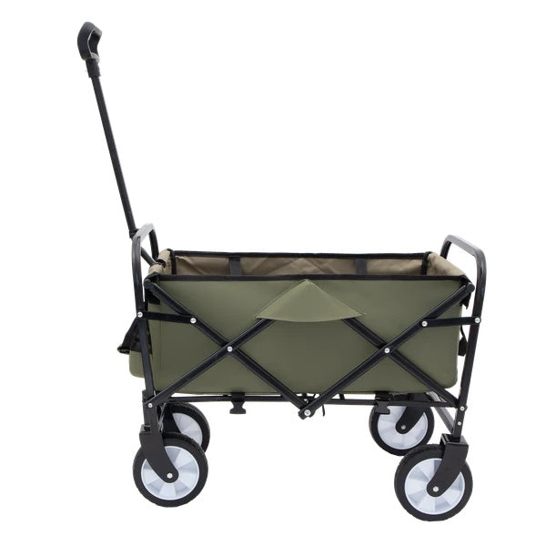 US Local Collapsible Foldable Wagon Cart With Strapping System, Beach Wagon , Utility Cart , Utility Wagon Grocery Cart For Camping Shopping Sports Gardeing Fishing Supports 225lbs ,All-Terrain Wheels Green