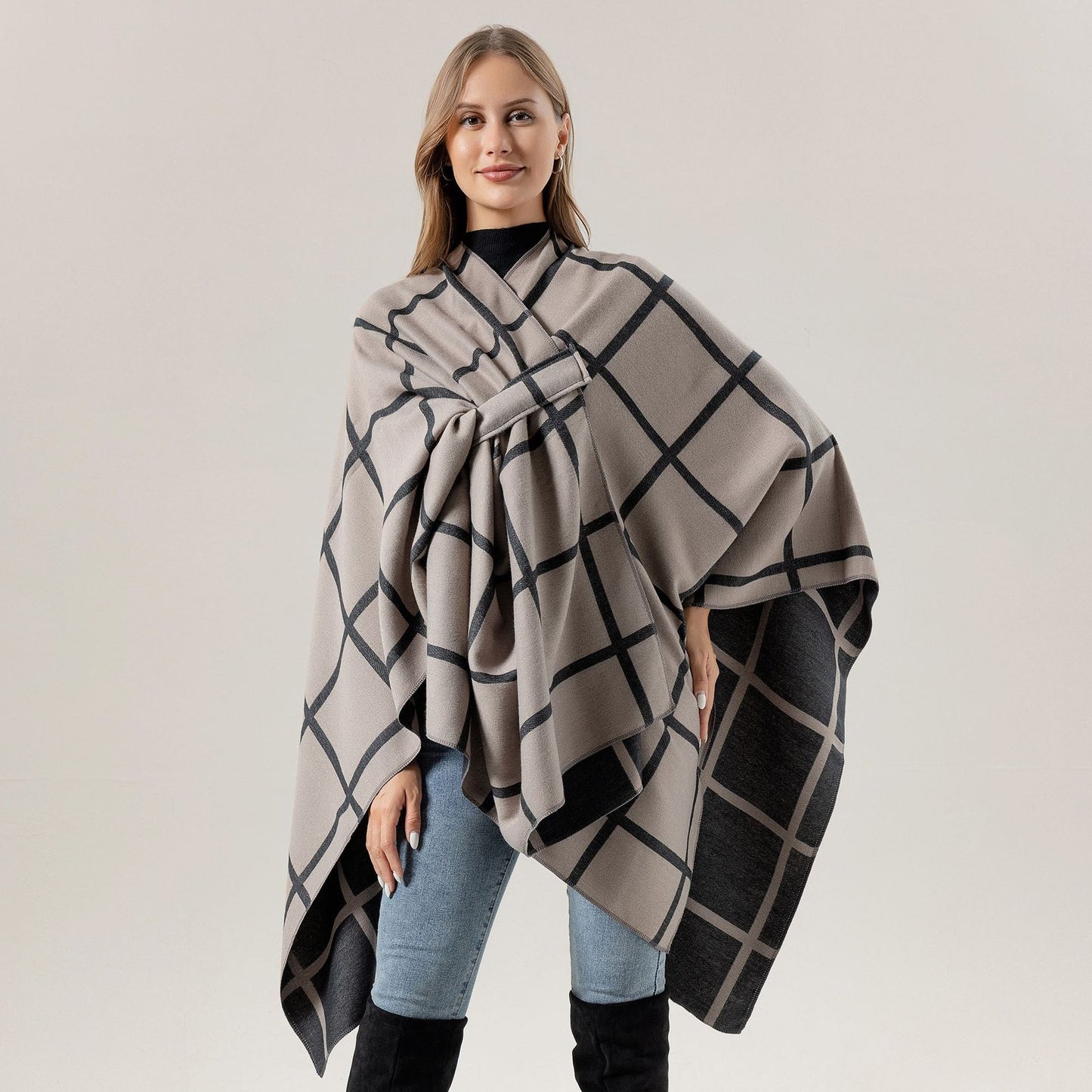 US Local Women's Fashion Gingham Check Warm Scarf