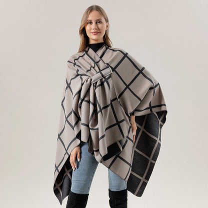 US Local Women's Fashion Gingham Check Warm Scarf
