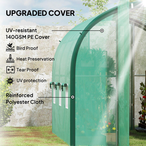 UK Local Outsunny 3 X 2m Polytunnel Greenhouse, With Windows And Doors - Green