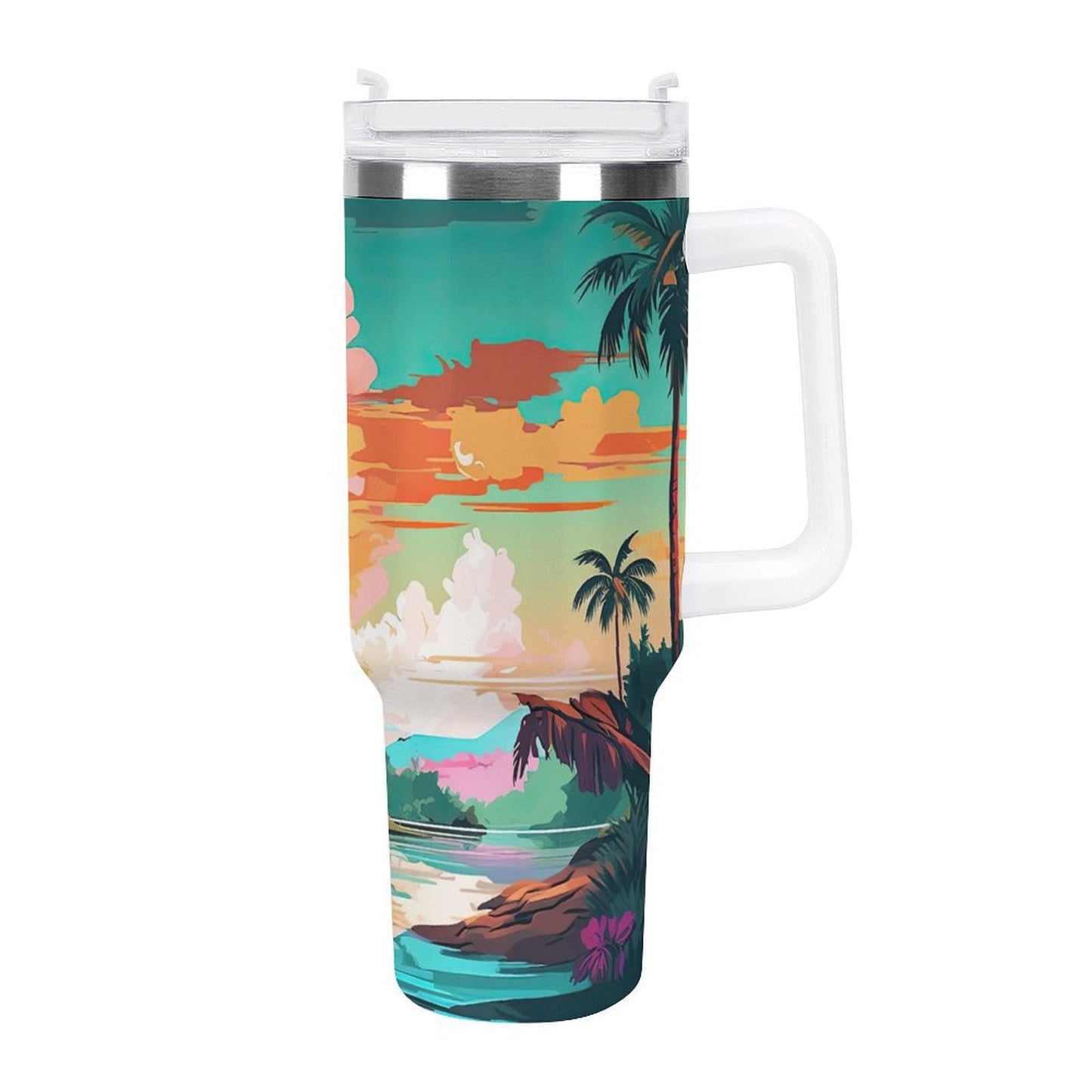 PHDT00143 POD US Local Tumbler 40 oz Large Capacity Car Cup Tropical, Island, Scenery