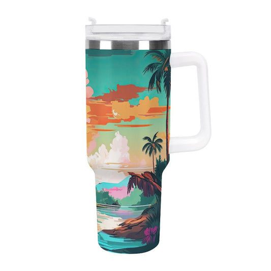 PHDT00143 POD US Local Tumbler 40 oz Large Capacity Car Cup Tropical, Island, Scenery