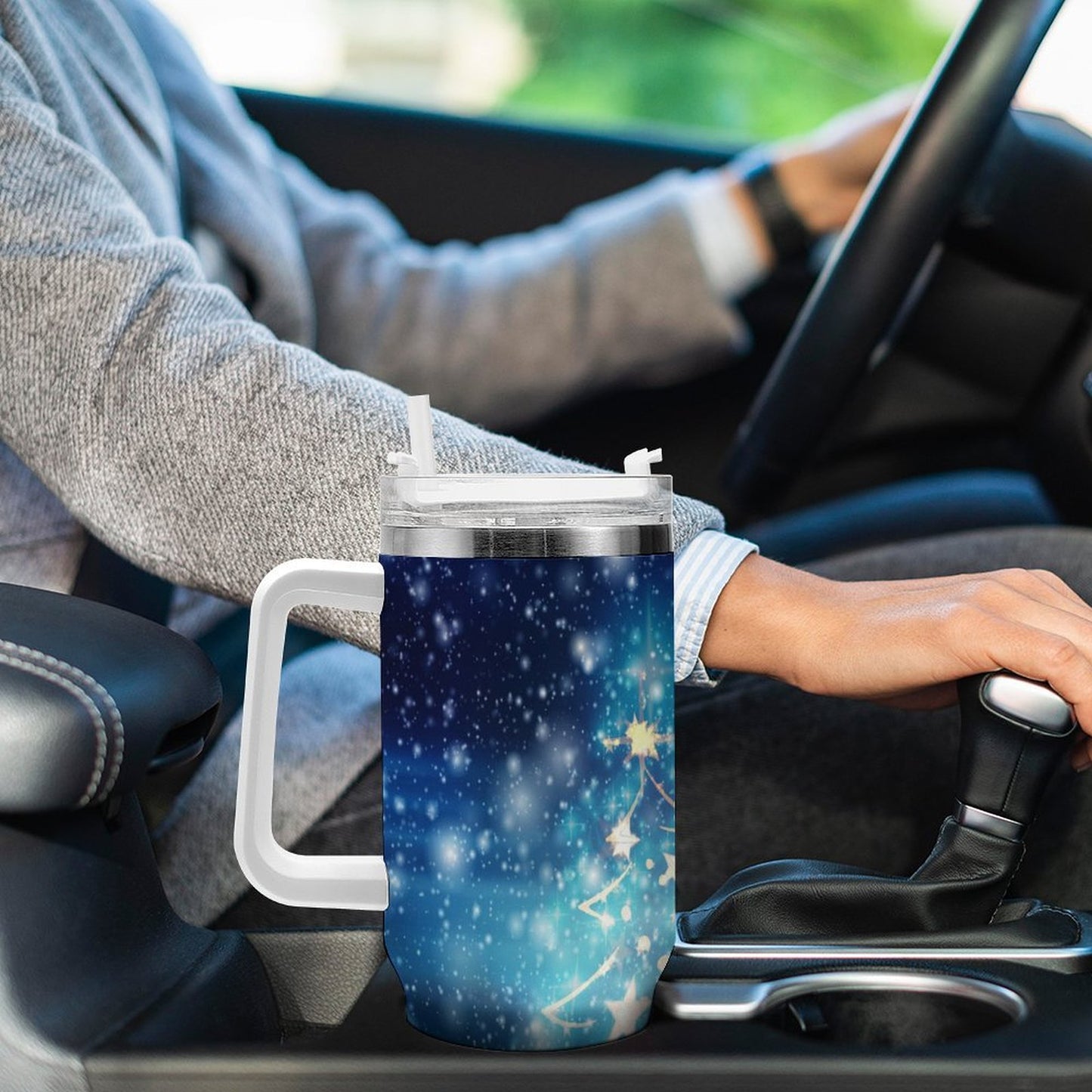 PHDT00103 POD US Local Tumbler 40 oz Large Capacity Car Cup Christmas Tree, Stars, Winter