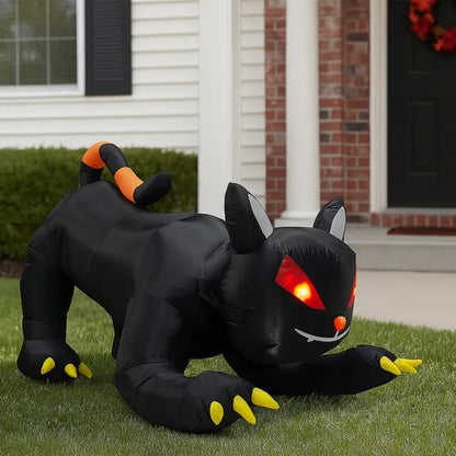 US Local 6.5 FT Halloween Inflatables Animated Black Cat With Shakable Head, Outdoor Decorations Blow Up Yard Decor With Built-in LEDs For Indoor Party Garden Lawn Decor