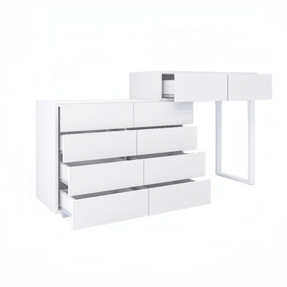 US Local Extended Desktop 10 Drawers Chest Of Drawer Without Handle White Color Vanity