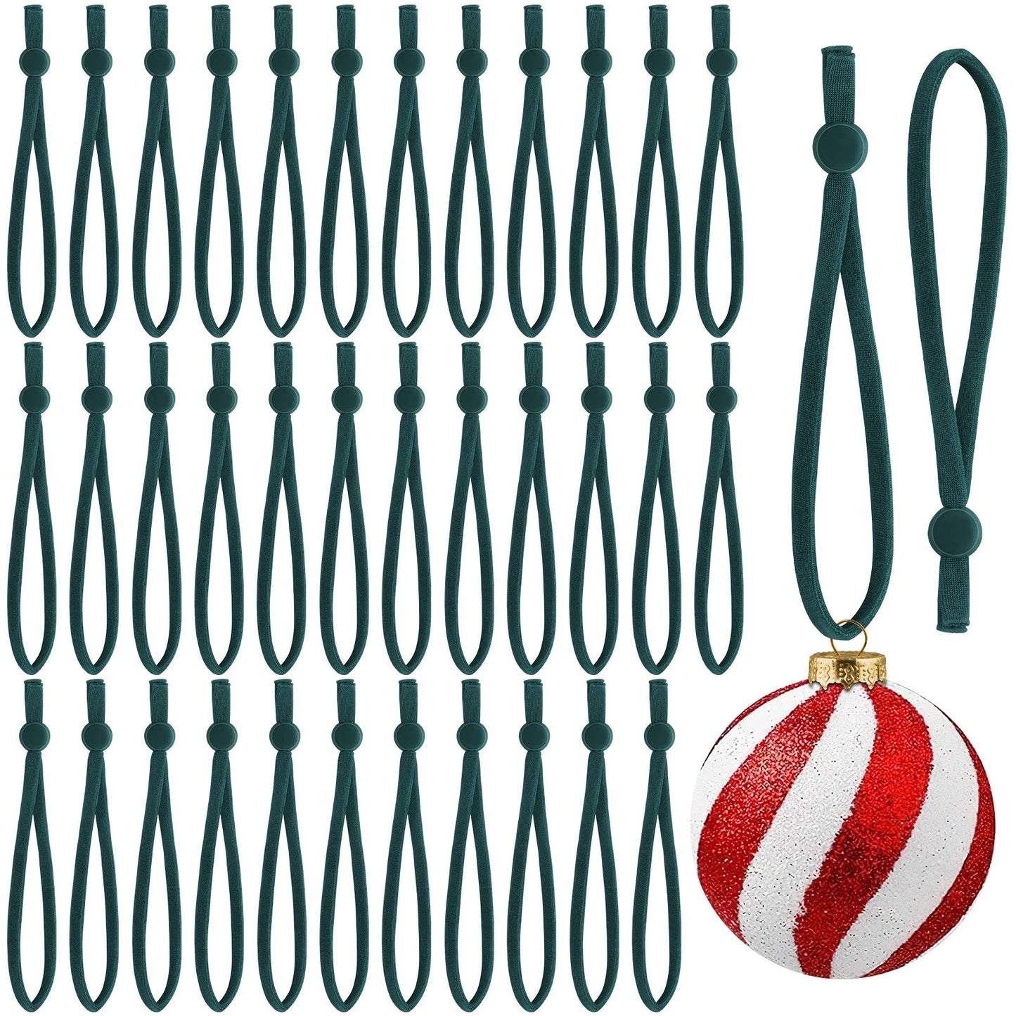 US Local 150Pcs Ornaments String For Christmas Tree, Adjustable Ornaments Ribbon Hangers Christmas Ties String Ribbon Loops For Ornament Hanging Tree Decorations, Green