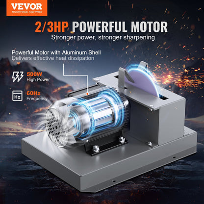 US Local VEVOR Lawn Mower Blade Sharpener, 500W Lawnmower Blade Grinder With 7-inch Ceramic Grinding Wheel, Powerful Bench Mower Sharpening Machine For High Low Lift Blades, Gator Blades, Flat Blades