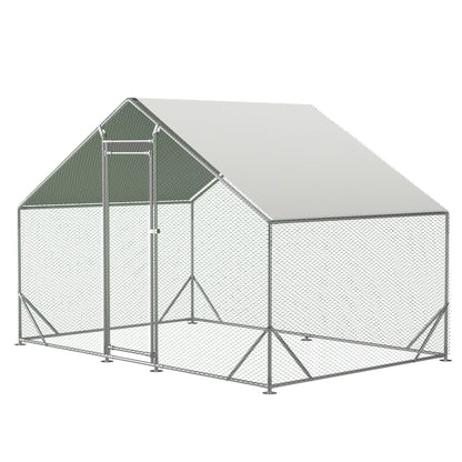US Local Large Metal Chicken Coop, Walk-in Chicken Run, Galvanized Wire Poultry Chicken Hen Pen Cage, Rabbits Duck Cages With Waterproof And Anti-Ultraviolet Cover For Outside