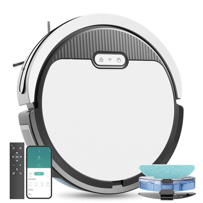 US Local Robot Vacuum And Mop, 3 In 1 Combo Cleaner For Home With Pet Hair And Hard Floor, 5000Pa Suction, 120 Mins Run Time,Self-Charging,Super Thin Body
