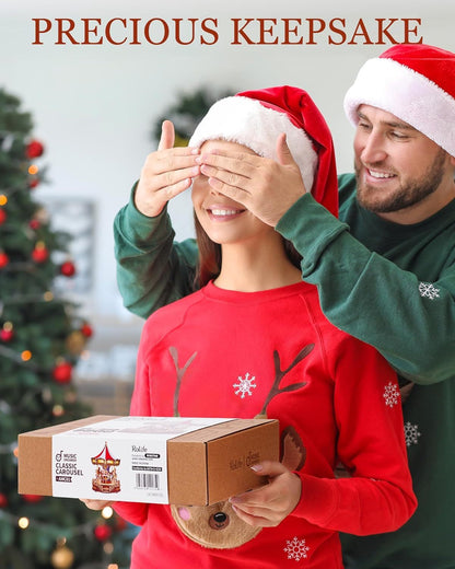 US Local ROBOTIME 3D Wooden Puzzle Classic Carousel Music Box With LED Lights, Model Kits For Adults To Build, Gear Model Building Construction Craft Kits