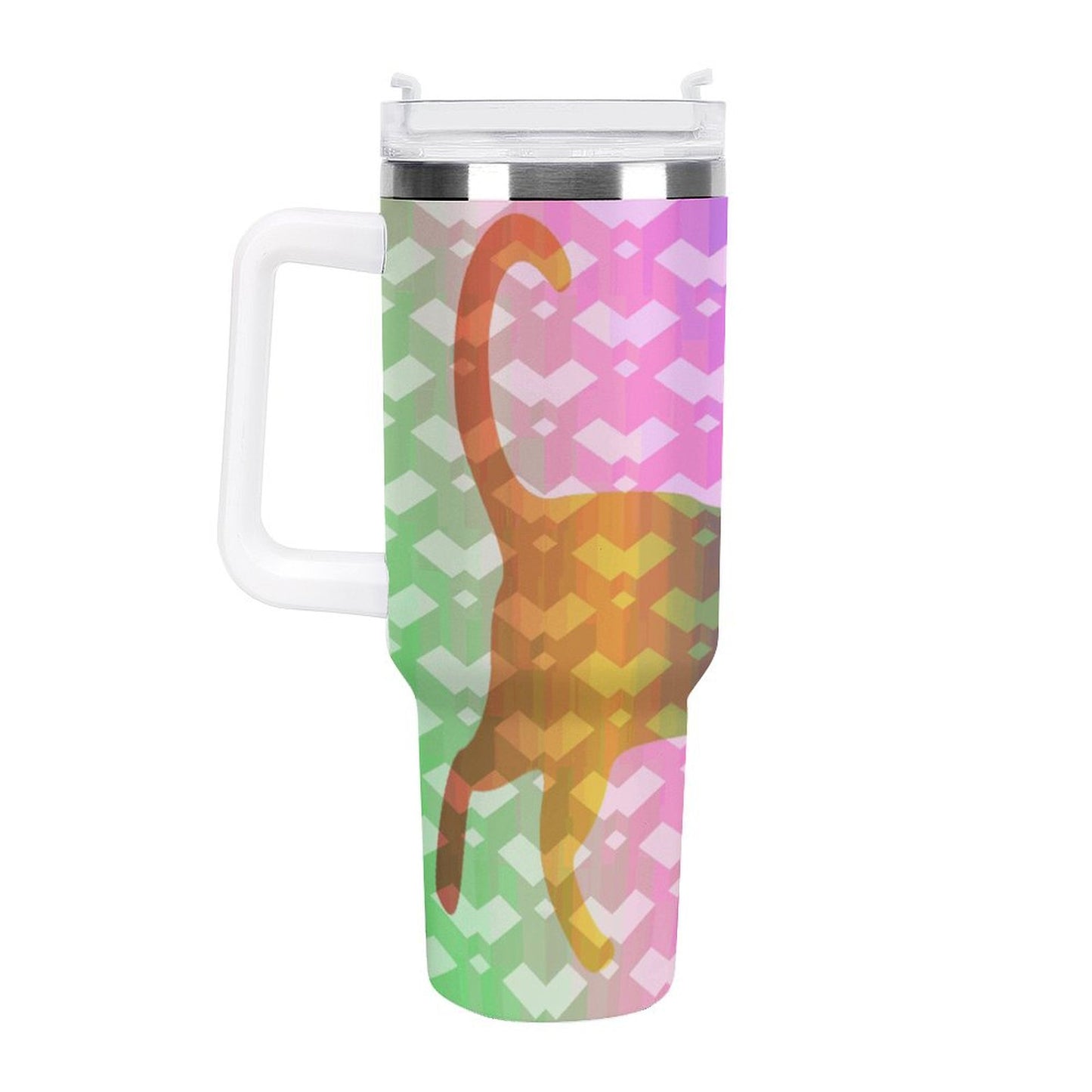 PHDT00438 POD US Local Tumbler 40 oz Large Capacity Car Cup Rainbow, Cat