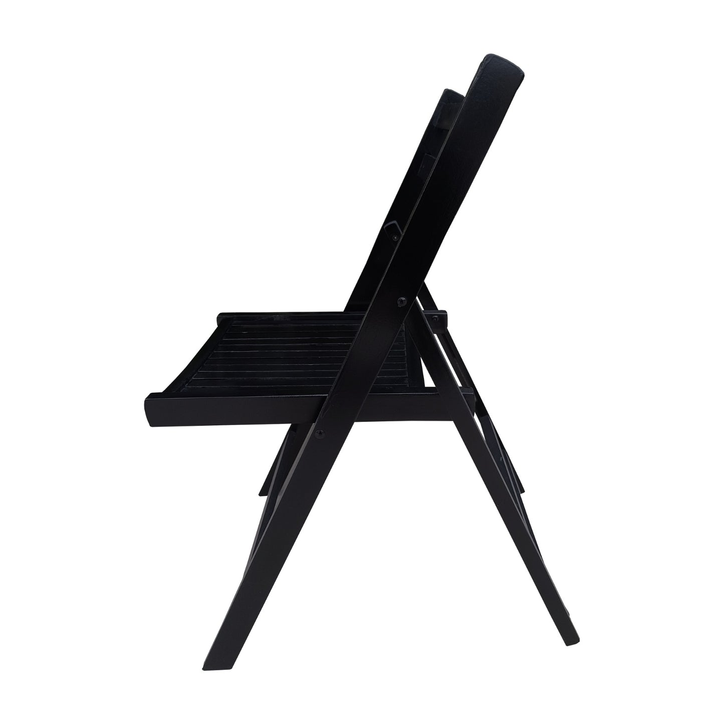 US Local Black Slatted Wood Folding Chair, Set Of 4 - Foldable Event Style