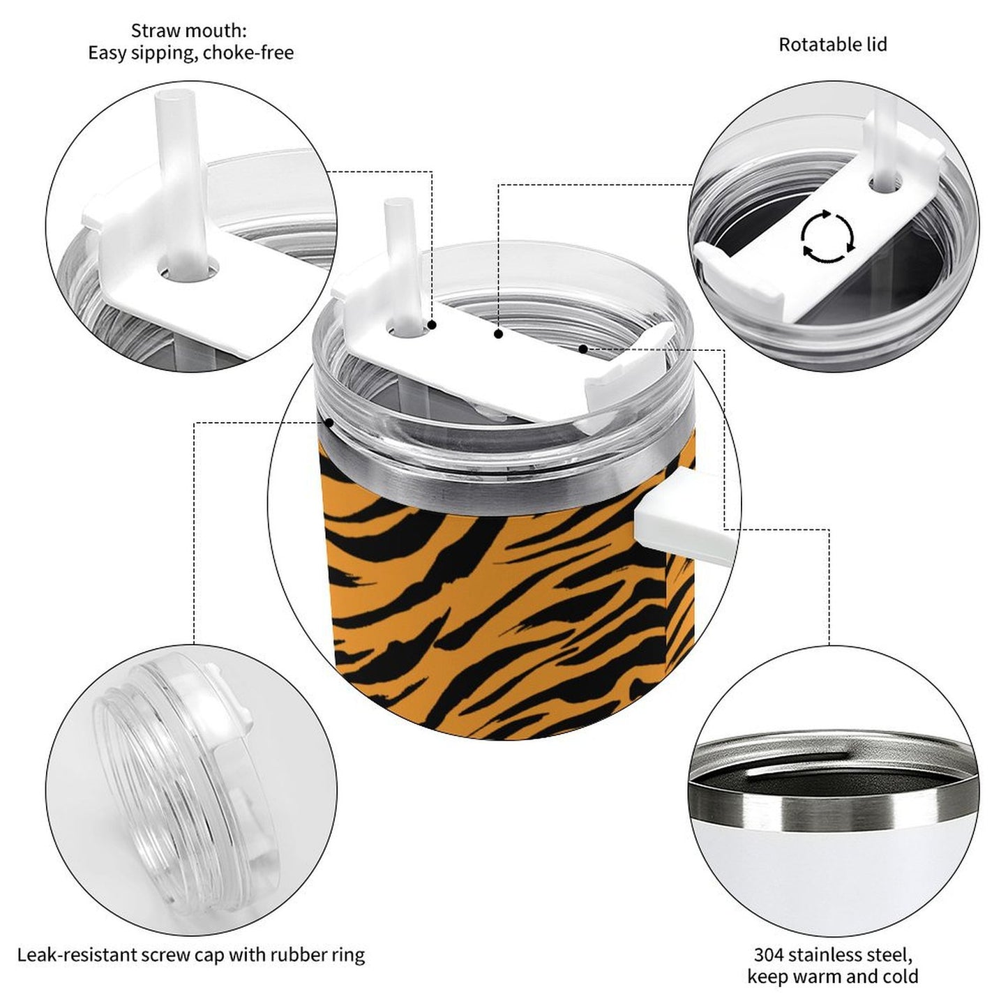 PHDT00188 POD US Local Tumbler 40 oz Large Capacity Car Cup Tiger