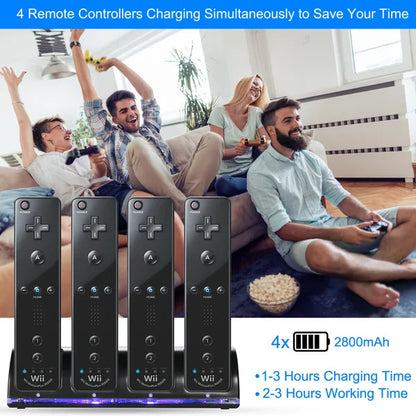 US Local 4 Remotes Charging Dock Game Controller Charger 2800mAh Rechargeable Battery Charging Stations