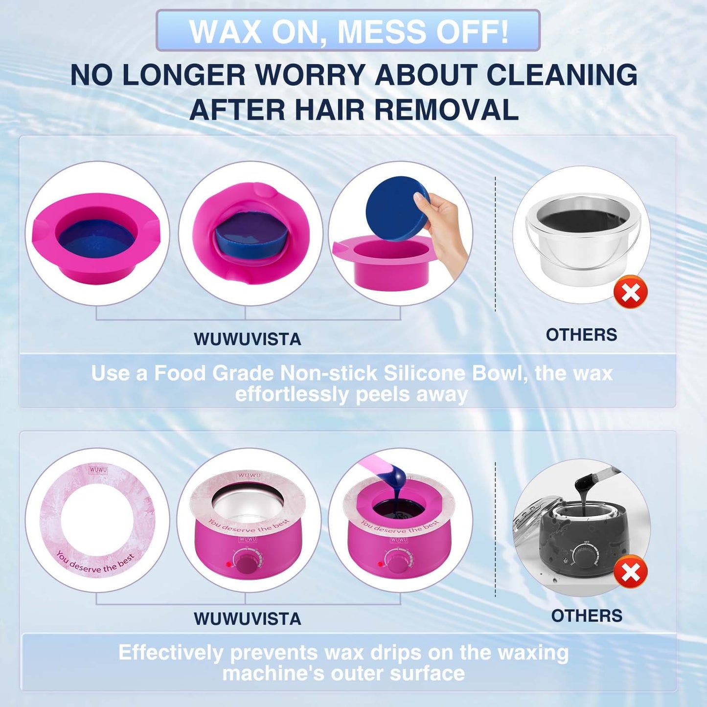 US Local Waxing Kit WUWUVISTA 69 Items Hair Removal Wax Kit With Wax Warmer Waxing Beads For Face, Brazilian, Full Body, Bikini, Sensitiive Skin Skin Suitable For Plugs Of American, European Specification