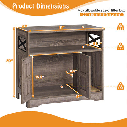 US Local Cat Litter Box Enclosure Hidden Cat Washroom Furniture With Storage