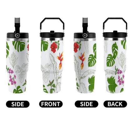 POD US Local Tumbler 30oz Large Capacity Car Cup Tropical, Flower, Leafy, Casual Style