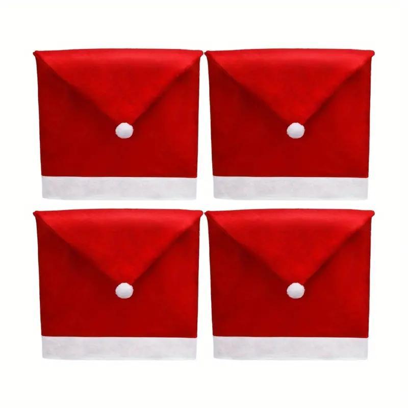 US Local 4pcs 12pcs Christmas Chair Covers Santa Hat Chair Covers Christmas Chair Back Covers