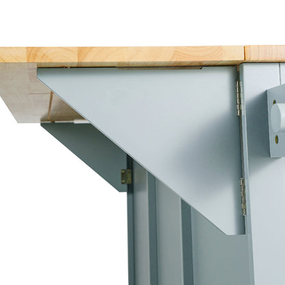 US Local Kitchen Cart With Rubberwood Drop-Leaf Countertop, Cabinet, Storage Racks