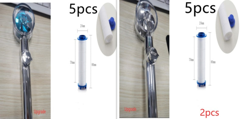 Turbo Propeller Shower Head Water Saving High Preassure Flow 360 Degrees With Fan Extension Showerhead Rainfall With Holder