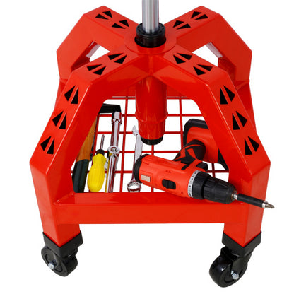US Local Pneumatic 360 Degree Swivel Stool, Mechanics Rolling Creeper Seat, Heavy Duty Rolling Mechanics Stool, Shop Stool With Casters Red